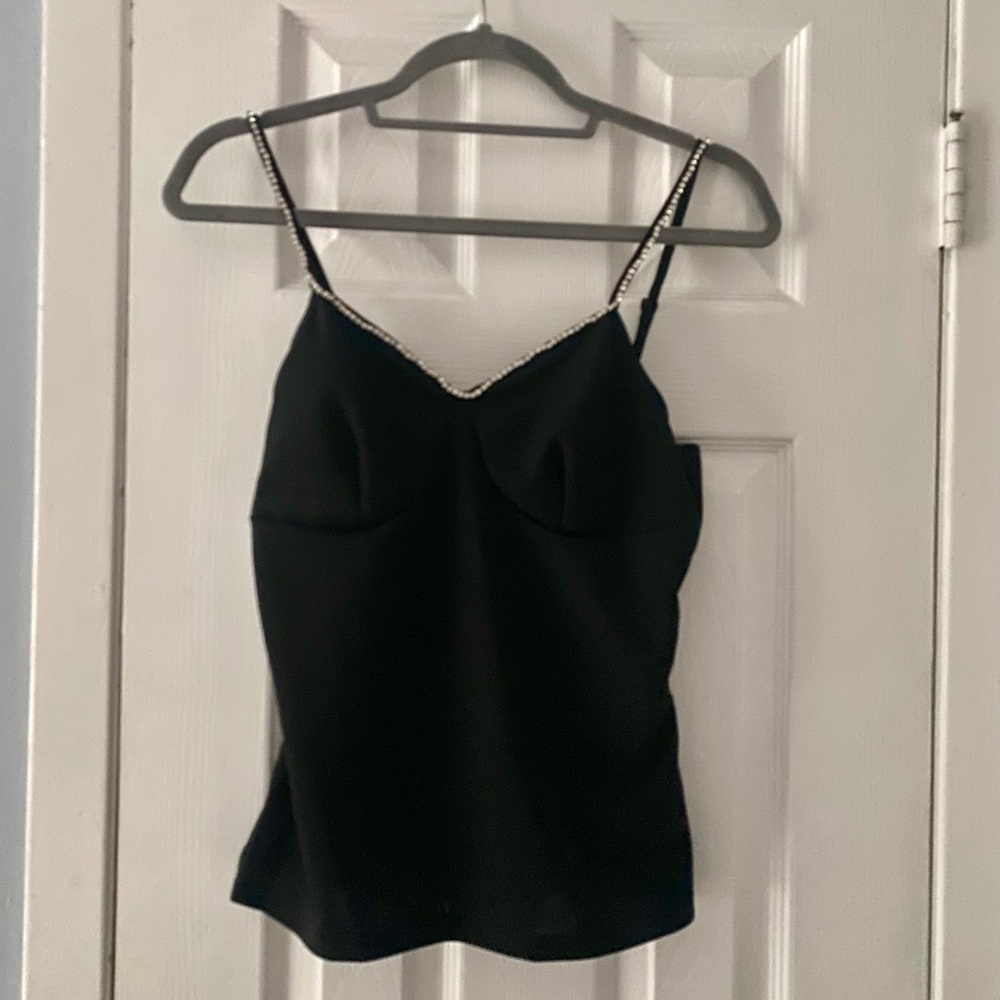 black rhinestone detail tank